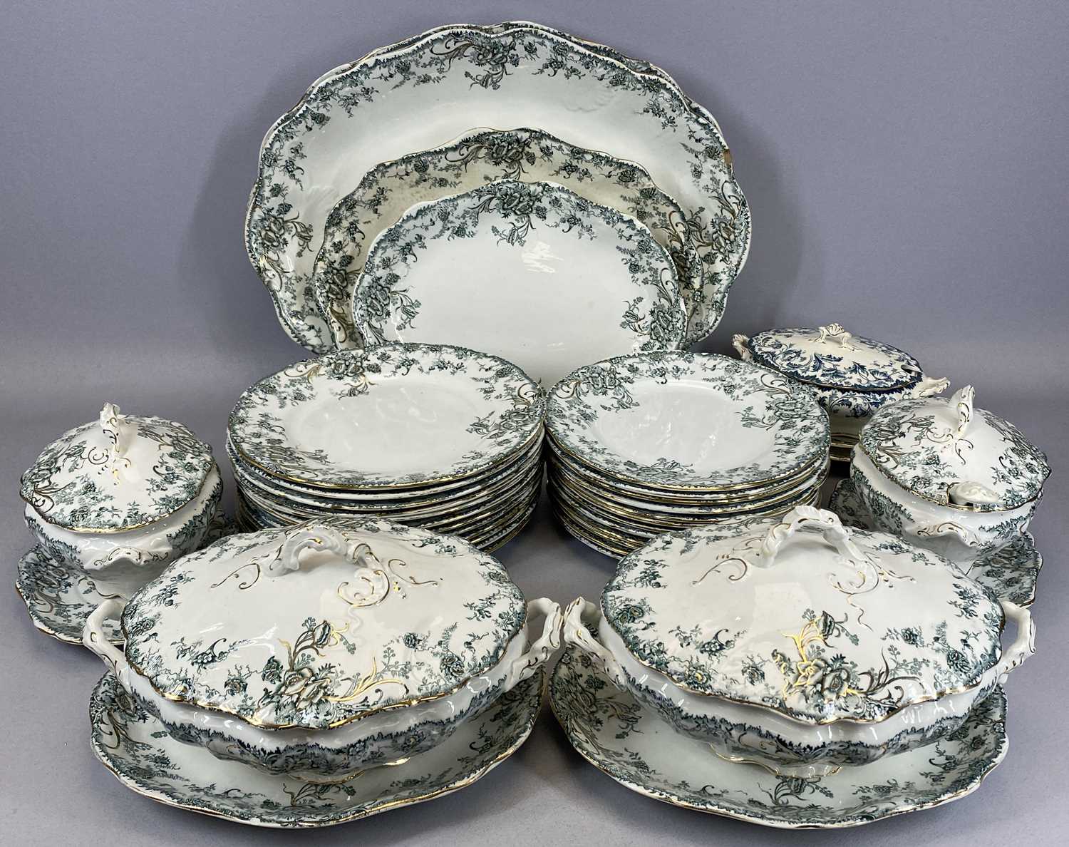 THREE STAFFORDSHIRE BLUE & WHITE TRANSFER DECORATED ASIATIC PHEASANT PATTERN OVAL PLATES, with 5 x - Image 5 of 6