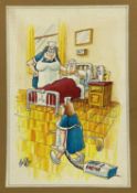 JOHN WITT (British, 20th Century) watercolour - cartoon as a get well soon card, signed 'From your
