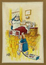 JOHN WITT (British, 20th Century) watercolour - cartoon as a get well soon card, signed 'From your