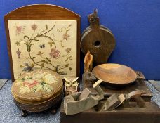 VICTORIAN & LATER ORNAMENTAL WARE AND HOUSEHOLD GOODS GROUP, to include a pair of vintage fireside