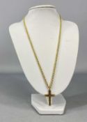 9CT YELLOW GOLD ROPE TWIST NECKLACE, 51cms L, with 9ct yellow gold crucifix with scroll engraved