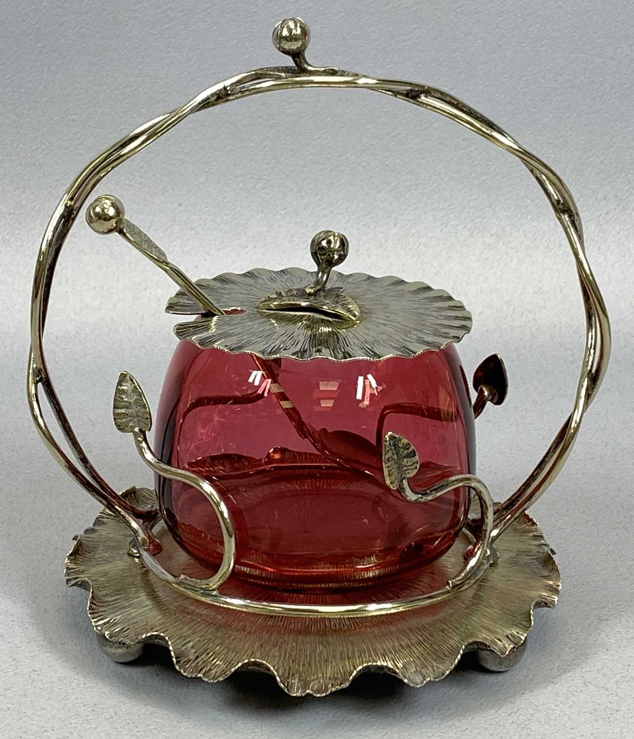 MIXED SILVER PLATE to include EPNS three-piece condiment set with gadroon decoration on oval tray, - Image 2 of 4