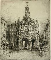 HEDLEY FITTON (British, 1859-1929) dry point etching - 'Chichester Cross': a study of the