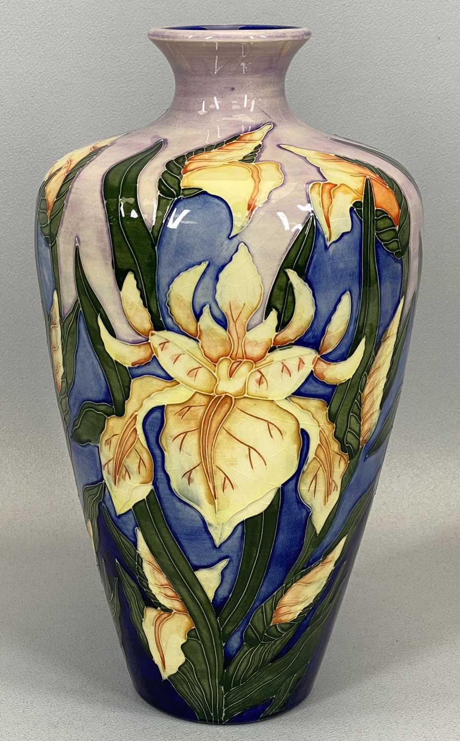 MOORCROFT 'WINDRUSH' PATTERN BALUSTER VASE, with narrow neck, impressed marks and dated 2000,