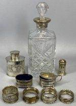 SMALL SILVER GROUP to include Edwardian oval silver tea-caddy and cover, with scrolled border and