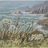 WENDY POWELL JONES acrylic - entitled 'South-Pembs Coastal Walk', 58 x 58cms Comments: framed and