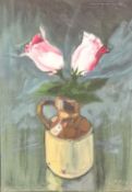 RICHARD O'CONNELL oil on canvas - entitled verso '2 Roses', signed and dated 2022, 33 x 24cms