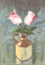 RICHARD O'CONNELL oil on canvas - entitled verso '2 Roses', signed and dated 2022, 33 x 24cms