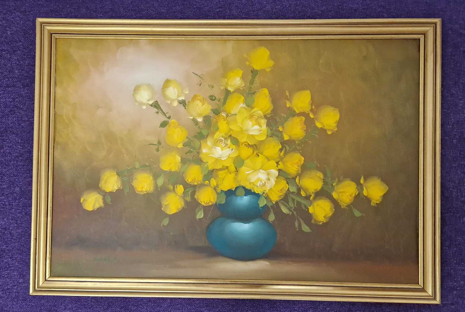 UNKNOWN oil on board - flowers in a vase, 70 x 100cms Comments: vintage gold frame - Image 3 of 4