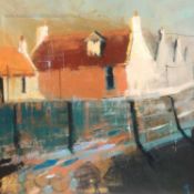KARINE ROSANNE BARRETT oil on canvas - entitled 'An Aberdeen Fishing Village no. 2', dated 2023,