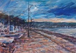 RAY THOMAS mixed media - entitled 'Swansea by the Sea', 31 x 38cms Comments: framed and glazed in