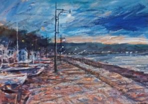 RAY THOMAS mixed media - entitled 'Swansea by the Sea', 31 x 38cms Comments: framed and glazed in