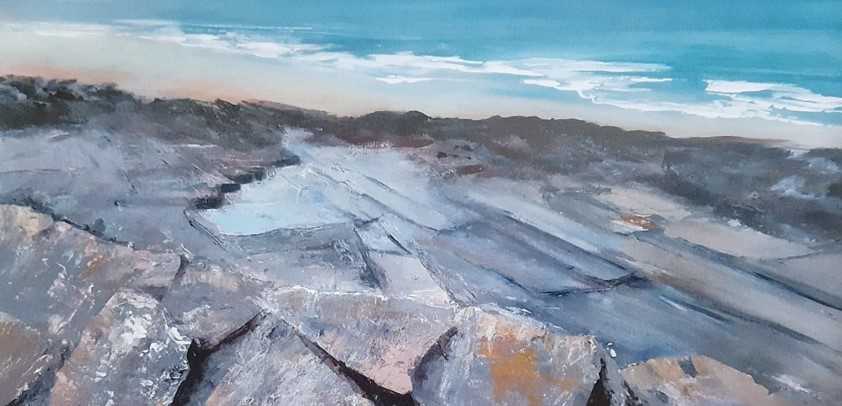 FRANCINE DAVIES limited edition (4/250) print - entitled 'Jurassic Plates, Ogmore by Sea', signed,