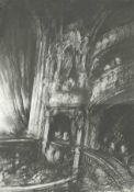 JOHN MACFARLANE mixed media - entitled 'The Opera House', 35 x 30cms Comments: glazed and framed