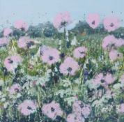 ELIZABETH WESTCOTT acrylic on canvas - entitled verso 'Pink Poppies', signed, 75 x 75cms Comments: