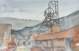 PHILLIP ROSS watercolour - entitled 'The Pit', 51 x 59cms Comments: mounted and framed in black
