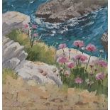 WENDY POWELL JONES acrylic - entitled 'Stack Rocks, Castle Marting', 60 x 60cms Comments: framed and