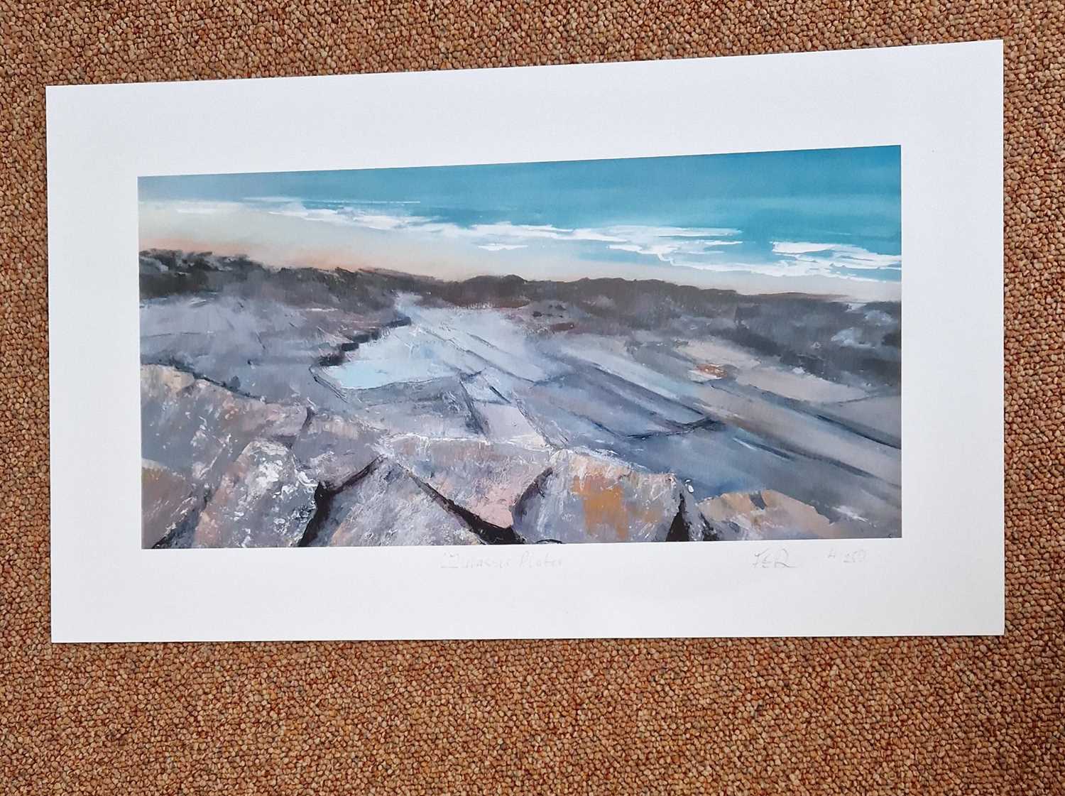 FRANCINE DAVIES limited edition (4/250) print - entitled 'Jurassic Plates, Ogmore by Sea', signed, - Image 2 of 4