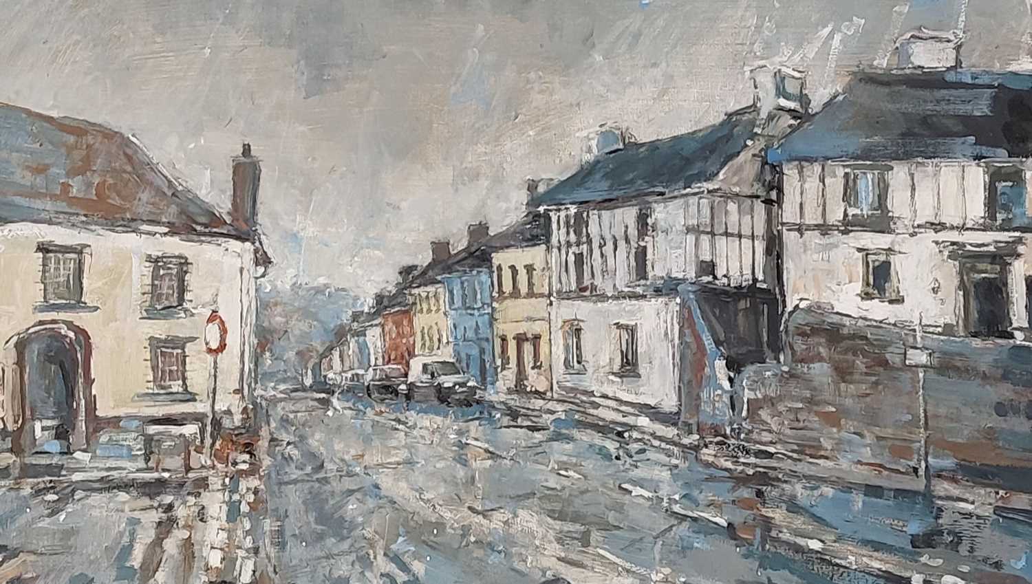 THEO CRUTCHLEY MACK oil on panel - entitled 'Bridge St, Llandeilo', 45 x 65cms Comments: beautiful