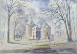 WYN DAVIES watercolour - entitled verso 'Winter at Castell Coch', 44 x 52cms Comments: framed and