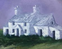 HUW JONES oil on board - entitled 'Garreglwyd', 25 x 30cms Comments: framed in white