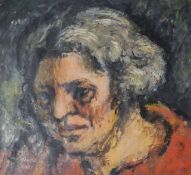 GEORGE CHAPMAN mixed media - head portrait of a lady, 38 x 42cms Comments: mounted but unframed