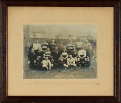 A 1911 PHOTOGRAPH OF CHARLES MEYRICK PRITCHARD & ASSEMBLED TEAM FOR FUND-RAISING RUGBY MATCH WITH