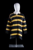 A 1900s NEWPORT RFC JERSEY MATCH-WORN BY CHARLES MEYRICK PRITCHARD (1882-1916) Narrow hooped black