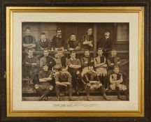 A PERIOD FRAMED BLACK & WHITE PHOTOGRAPH OF THE NEWPORT RUGBY TEAM IN 1886-87 The team informally