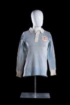 A RARE 1910 FRENCH INTERNATIONAL RUGBY UNION MATCH-WORN JERSEY BEARING OLYMPIC RING CREST Pale