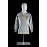 A CIRCA 1904 AUSTRALIA / NEW SOUTH WALES RUGBY UNION JERSEY Pale blue cotton, white collars, three