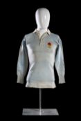 A CIRCA 1904 AUSTRALIA / NEW SOUTH WALES RUGBY UNION JERSEY Pale blue cotton, white collars, three