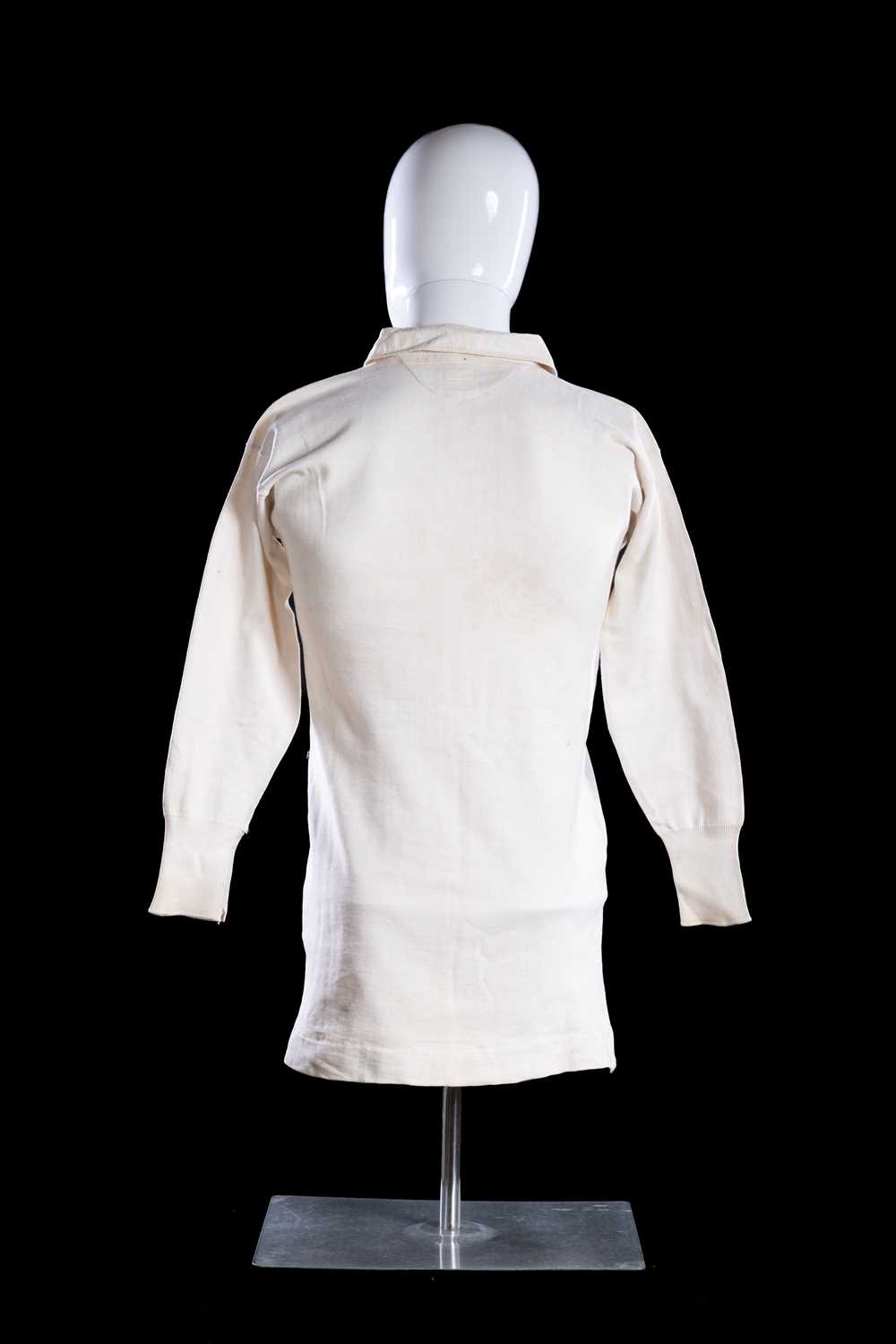 A c.1910 ENGLAND INTERNATIONAL RUGBY UNION MATCH-WORN JERSEY VERSUS WALES All white jersey applied - Image 2 of 5