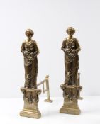 Paar Kaminböcke. Bronze, 19. Jh.