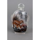 Große chinesische Peking-Glas Snuffbottle mit Tigerdekor