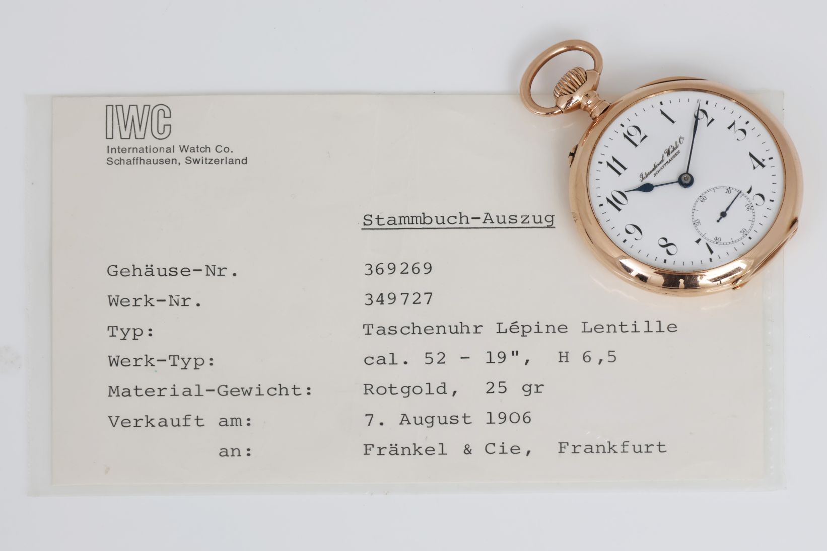 IWC goldene Taschenuhr Lépine Lentille, 1906 - Image 5 of 5