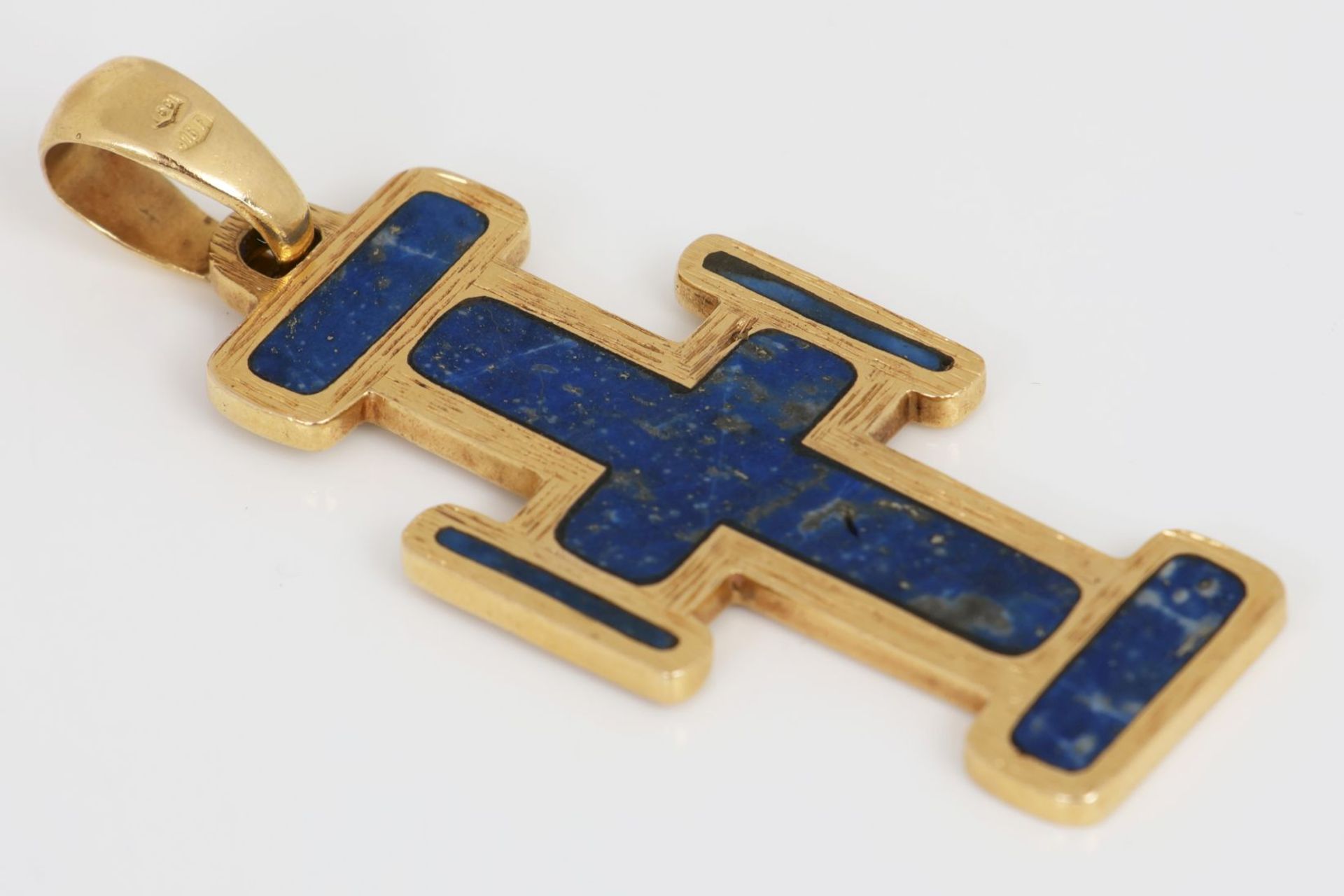 Kreuz-Anhänger aus Gold und Lapis - Bild 2 aus 3