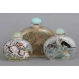 3 chinesische Snuff-bottles aus Pekingglas