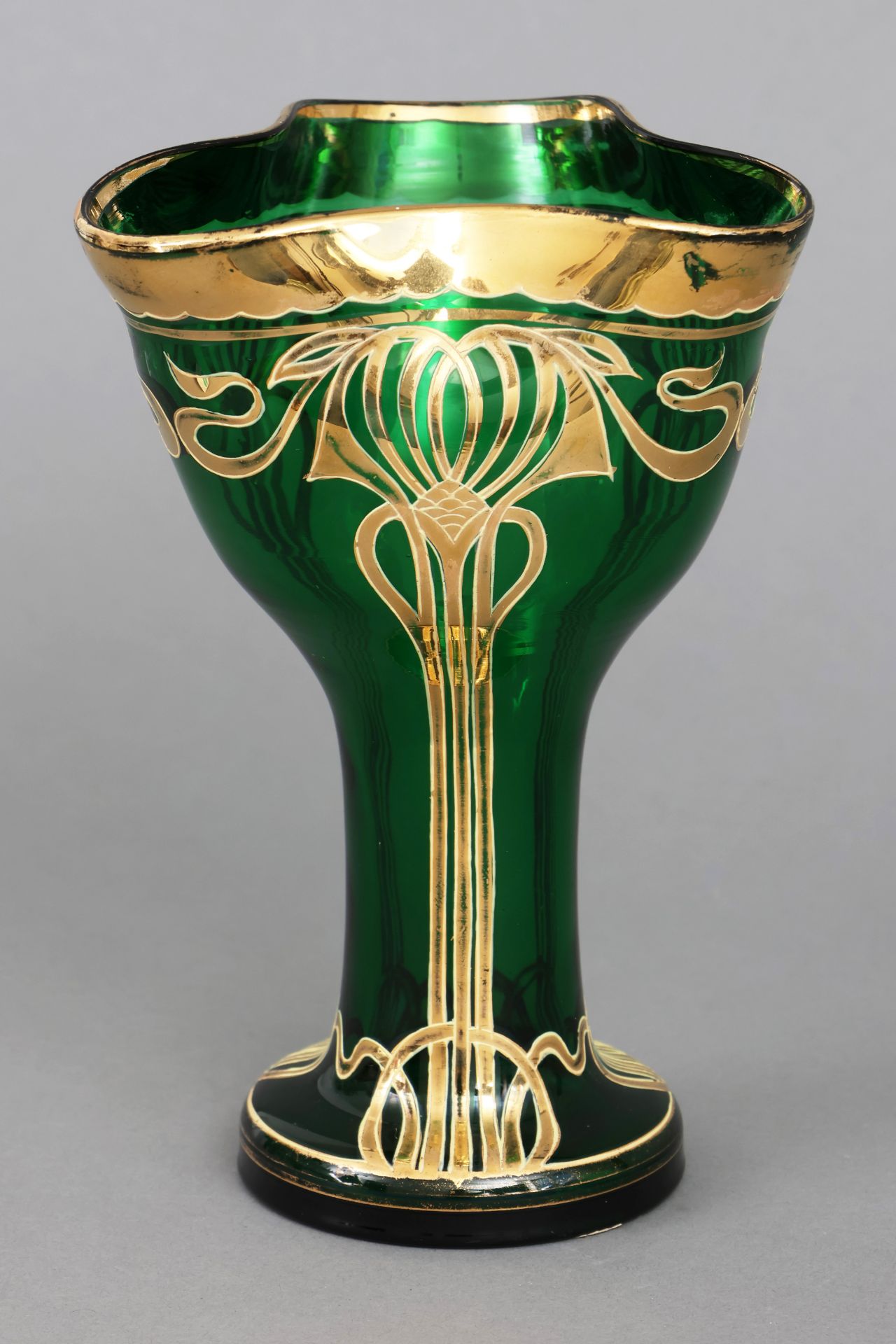 Jugendstil Glasvase mit Golddekor