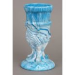 Empire Glaspokal des 19. Jahrhunderts aus blau marmoriertem Preßglas