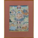 Tibetanischer Thangka ¨Fünf Manifestationen des Bodhisattvas Manjushris¨