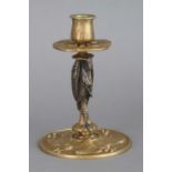 Bronze Tischleuchter des Jugendstil mit Marabu-Figur