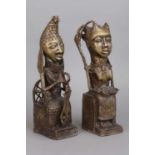 Paar afrikanische Gelbguss-Figuren der Yoruba, Nigeria (Benin), ¨Königspaar¨