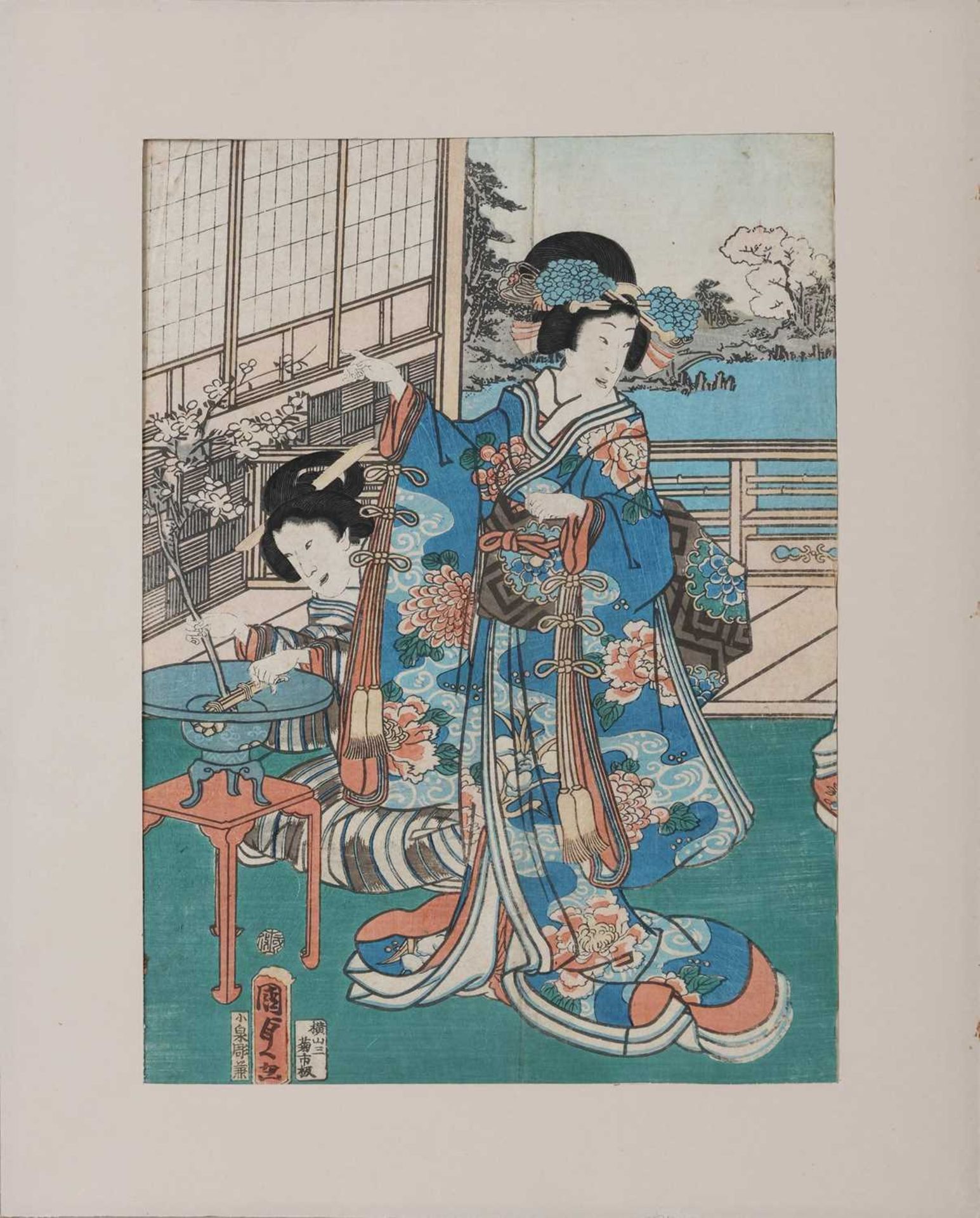 UTAGAWA KUNISADA (1786-1865) Farbholzschnitt "Ikebana"