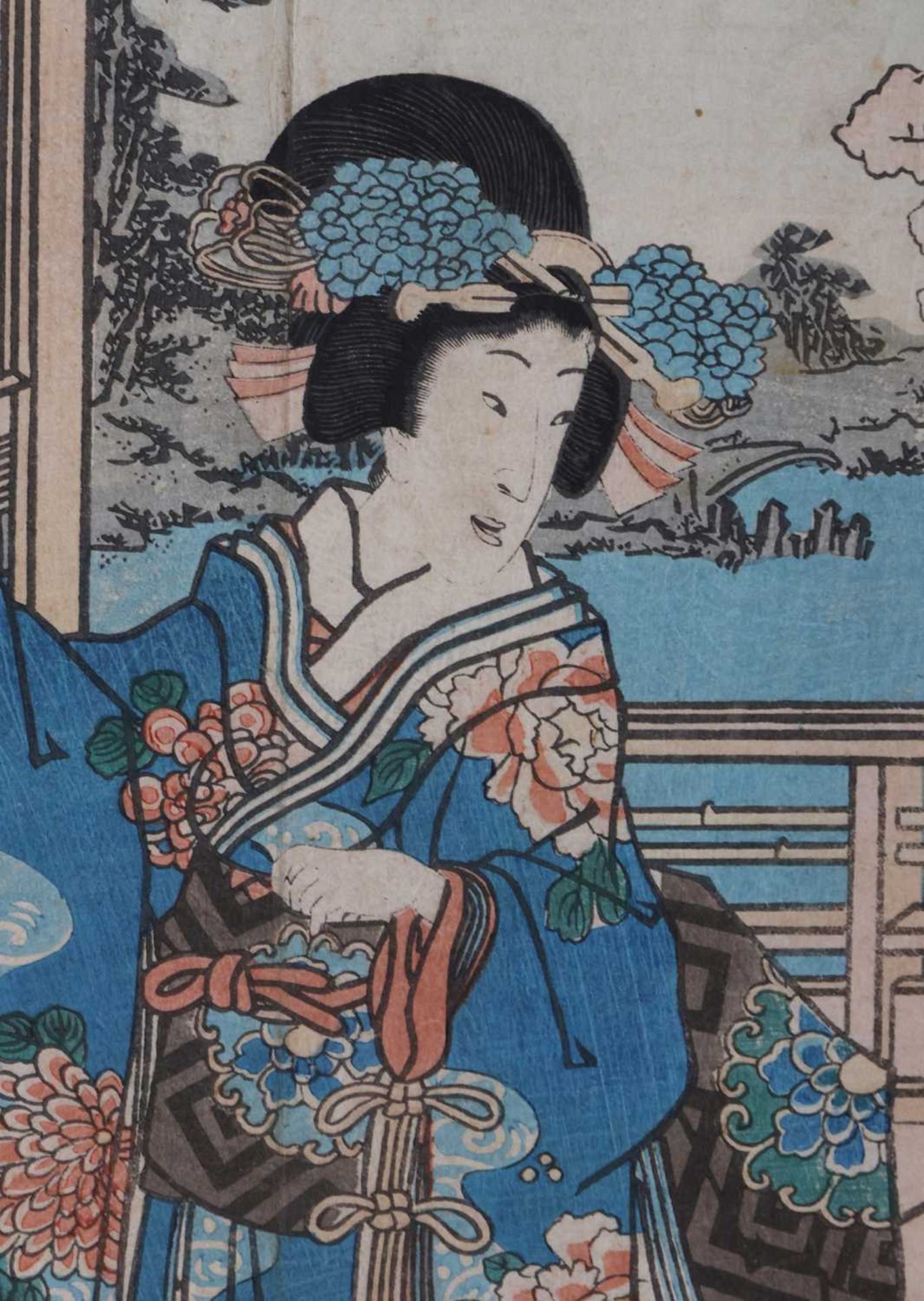 UTAGAWA KUNISADA (1786-1865) Farbholzschnitt "Ikebana" - Image 2 of 3