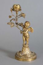 Bronze Figurenleuchter "Putto mit Rose"