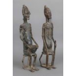 Paar afrikanische Gelbguss-Figuren der Koroboro, Mali ¨Königspaar¨