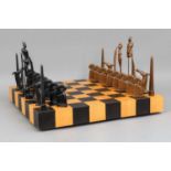 PAUL WUNDERLICH (1927-2010) Schachspiel mit Bronze Spielfiguren