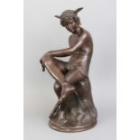 Pierre Marius MONTAGNE (1828-1879), Bronzefigur "Rastender Merkur"
