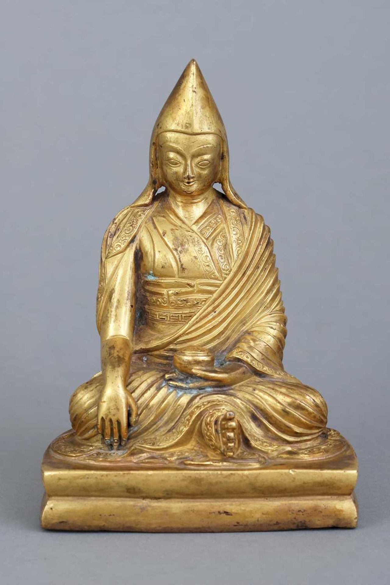 Tibeto-chinesische Bronzefigur "Tsongkhapa"